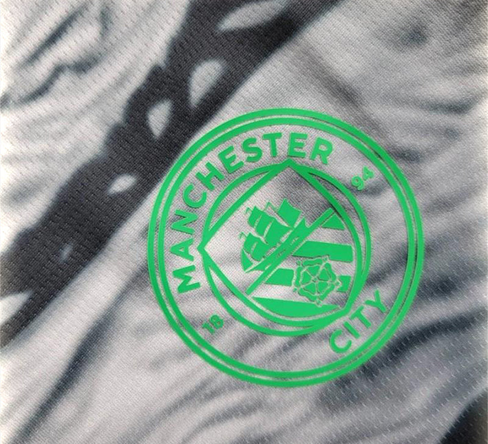 T-shirt de football Manchester City design concept noir gris pour supporter