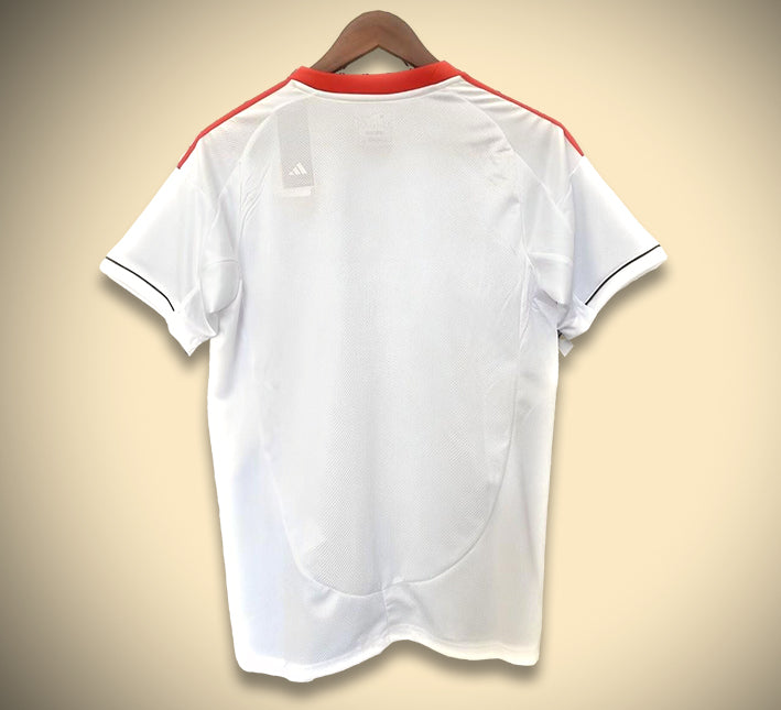 Camisola alternativa Liverpool época 2526 equipamento de futebol vermelho e branco