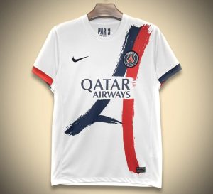 MaillotPSGexterieur24blanc-1.jpg Camisola Paris Saint-Germain Alternativa Edição Branca 2024-2025 vista de frente