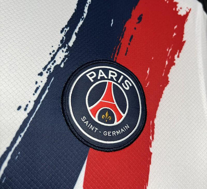 Camisola Paris Saint-Germain Alternativa Edição Branca 2024-2025 detalhe do tecido