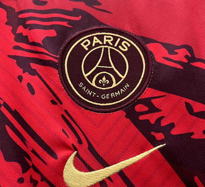 Camisola vermelha conceito Paris Saint Germain temporada 2024 2025