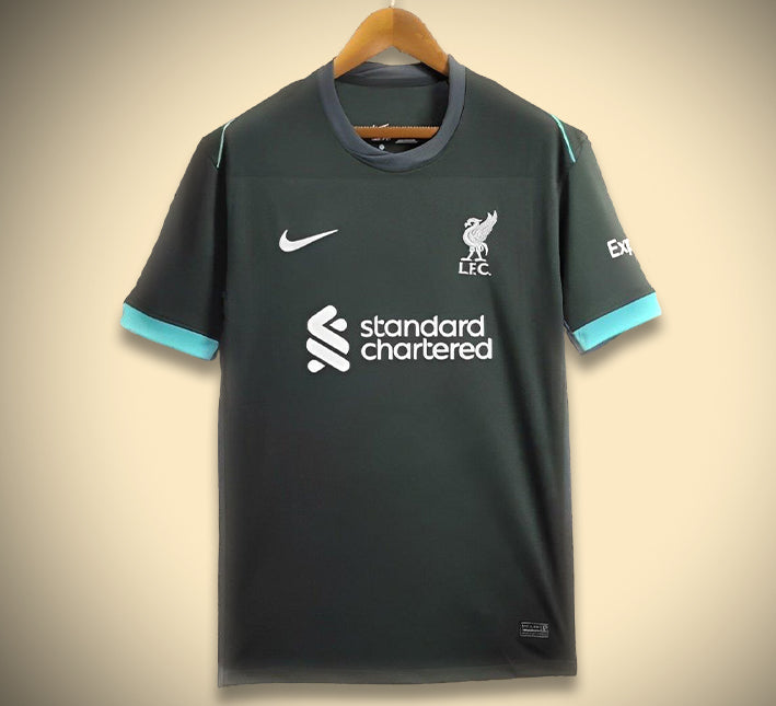Camisola de futebol Liverpool equipamento alternativo para adepto dos Reds