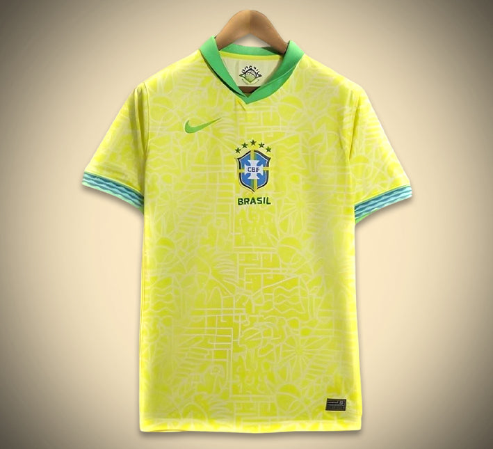 tenue-officielle-bresil-domicile-avec-ecusson-et-finitions-modernes Tenue officielle Brésil domicile avec écusson et finitions modernes