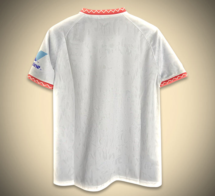 maillot-domicile-fc-seville-saison-vingt-quatre-vingt-cinq-rouge-et-blanc Camisola principal FC Sevilha temporada vinte e quatro vinte e cinco vermelha e branca