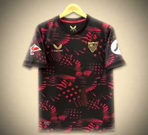 maillot-exterieur-fc-seville-noir-saison-2024-2025-tenue-de-football-officielle camisola alternativa FC Sevilha preta temporada 2024 2025 equipamento de futebol oficial