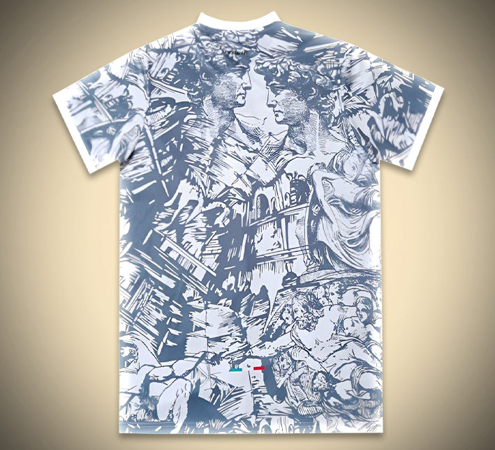 maillot-concept-italie-blanc-edition-michel-ange-collection-football-2024 Camisola conceito Itália branca edição Michelangelo coleção futebol 2024