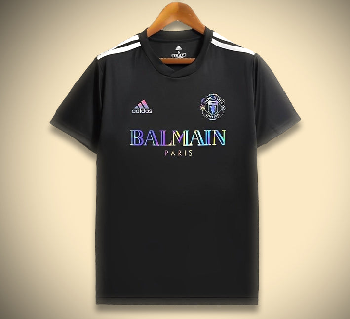 Camisola de futebol Manchester United coleção Balmain equipa de apoio elegante