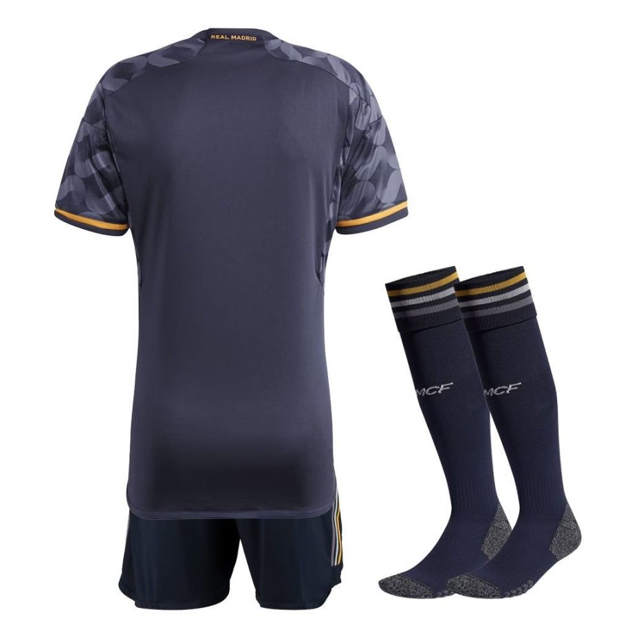 Conjunto criança Real Madrid camisola alternativa temporada dois mil vinte e três dois mil vinte e quatro