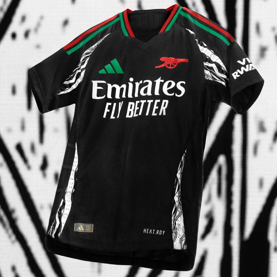 jersey Arsenal alternativa adidas vermelho e preto para adepto dos Gunners