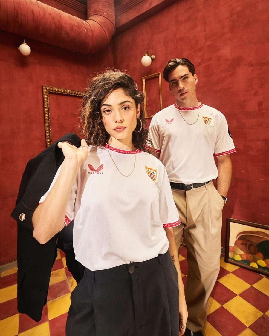 jersey-officiel-fc-seville-rouge-et-blanc-tenue-domicile Camisola oficial FC Sevilha vermelha e branca equipamento principal
