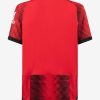 camisola principal AC Milan temporada 2023 2024 riscas vermelhas e pretas