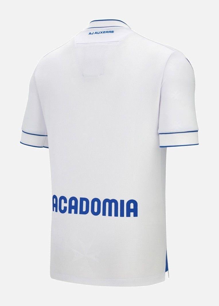 camisola principal AJ Auxerre época dois mil vinte e cinco dois mil vinte e seis azul e branco equipamento oficial