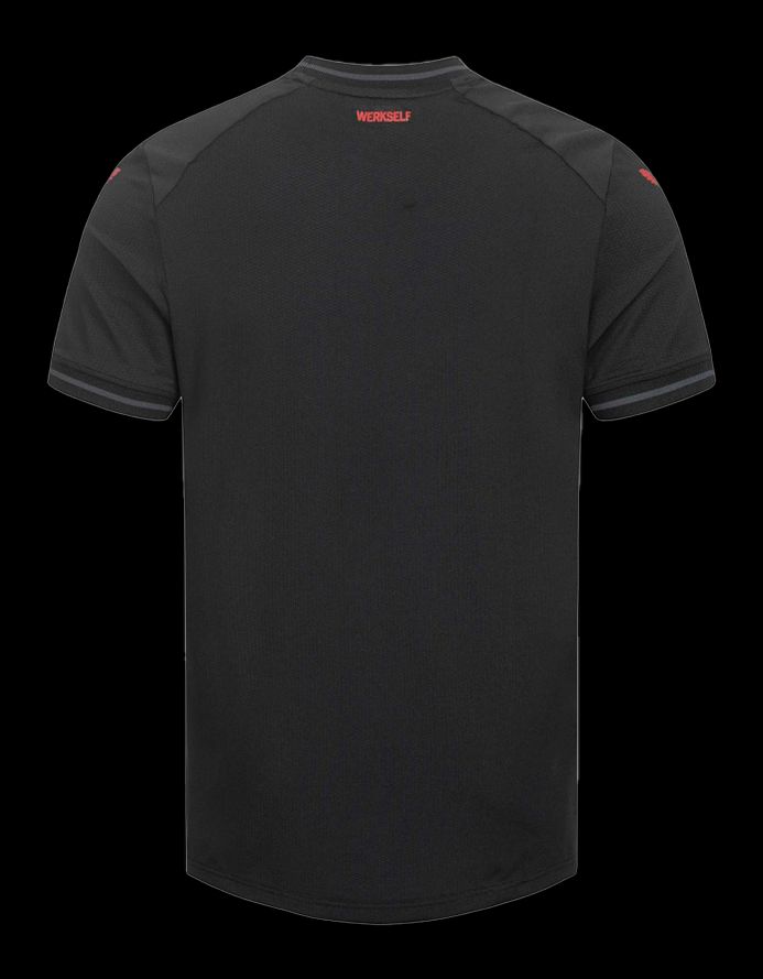 maillot-domicile-bayer-leverkusen-saison-2023-2024-rouge-et-noir-football Camisola principal Bayer Leverkusen época 2023 2024 vermelho e preto futebol
