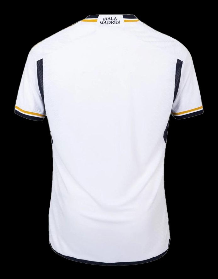 maillot-domicile-du-real-madrid-saison-deux-mille-vingt-trois-deux-mille-vingt-quatre-blanc-avec-ecusson-officiel camisola principal do Real Madrid época dois mil e vinte e três dois mil e vinte e quatro branca com emblema oficial