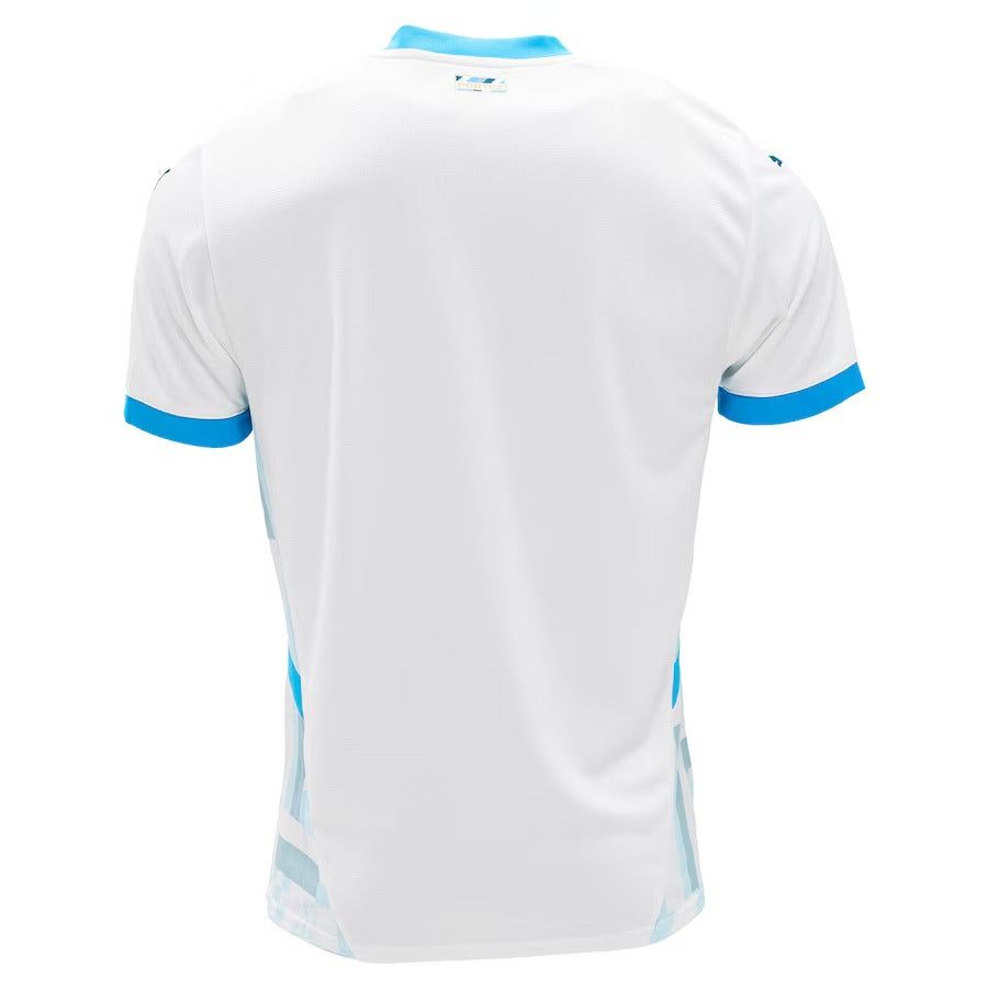 camisola principal Olympique de Marseille temporada 2024 2025 azul e branco