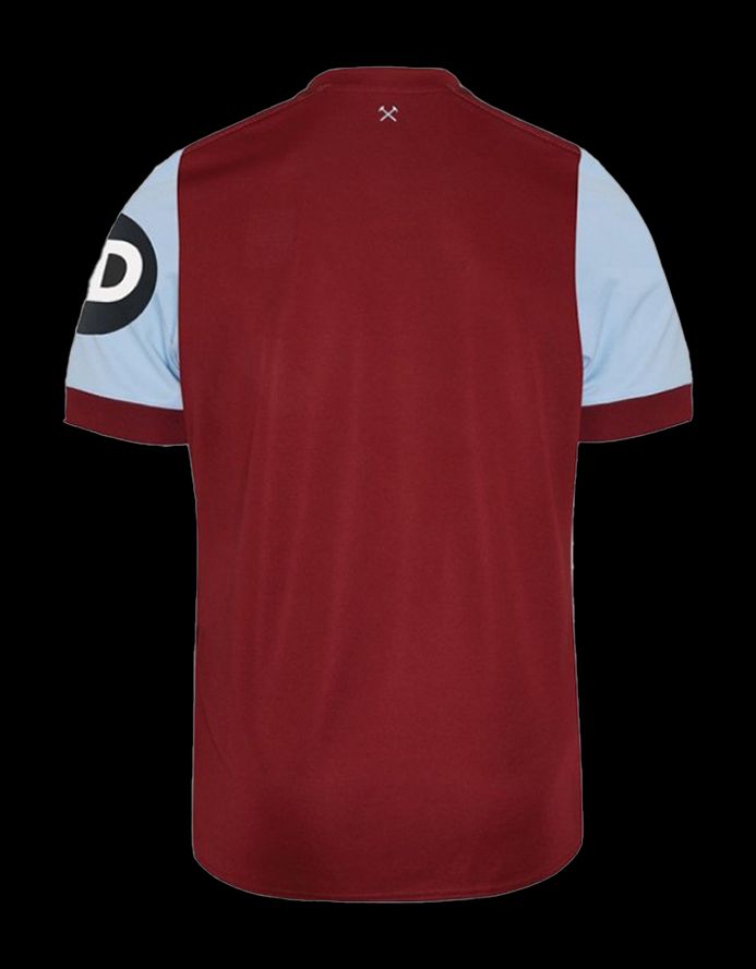 camisola principal West Ham United FC época 2023 2024 equipamento oficial bordô e azul-céu