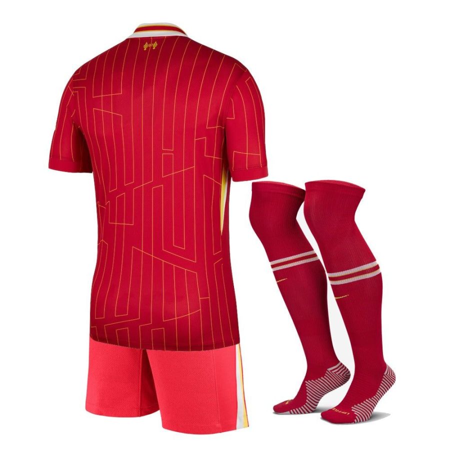 Camisola criança Liverpool principal época 2024 2025 com calções e meias