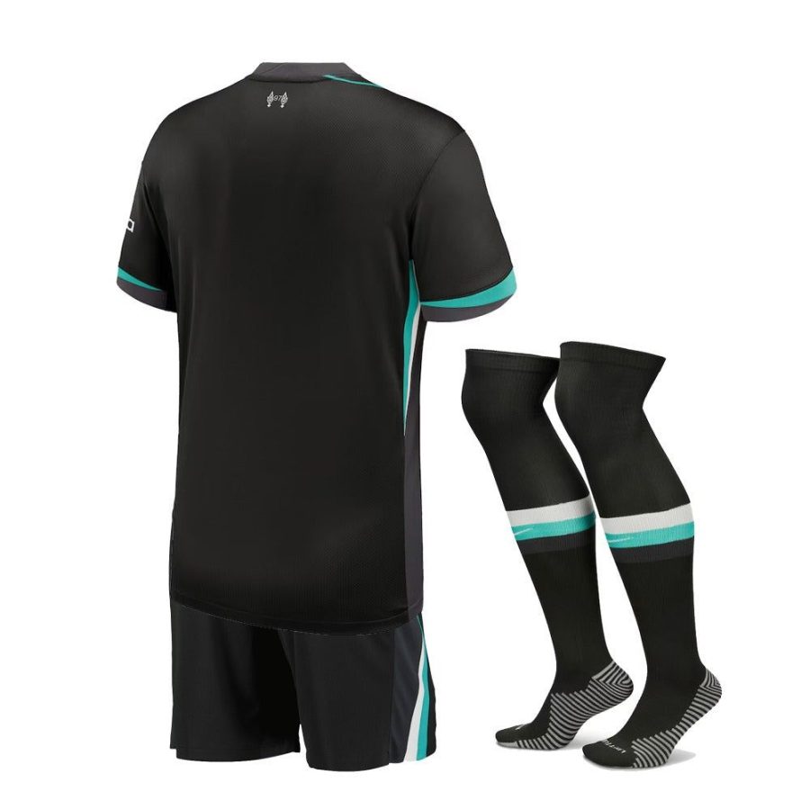 Camisola criança Liverpool alternativa época 2024 2025 com calções e meias