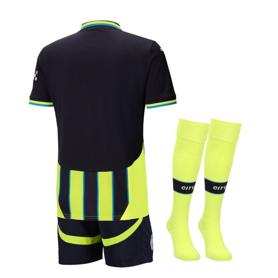 maillot-enfant-manchester-city-exterieur-saison-2024-2025-avec-short Camisola criança Manchester City alternativa temporada 2024 2025 com calção