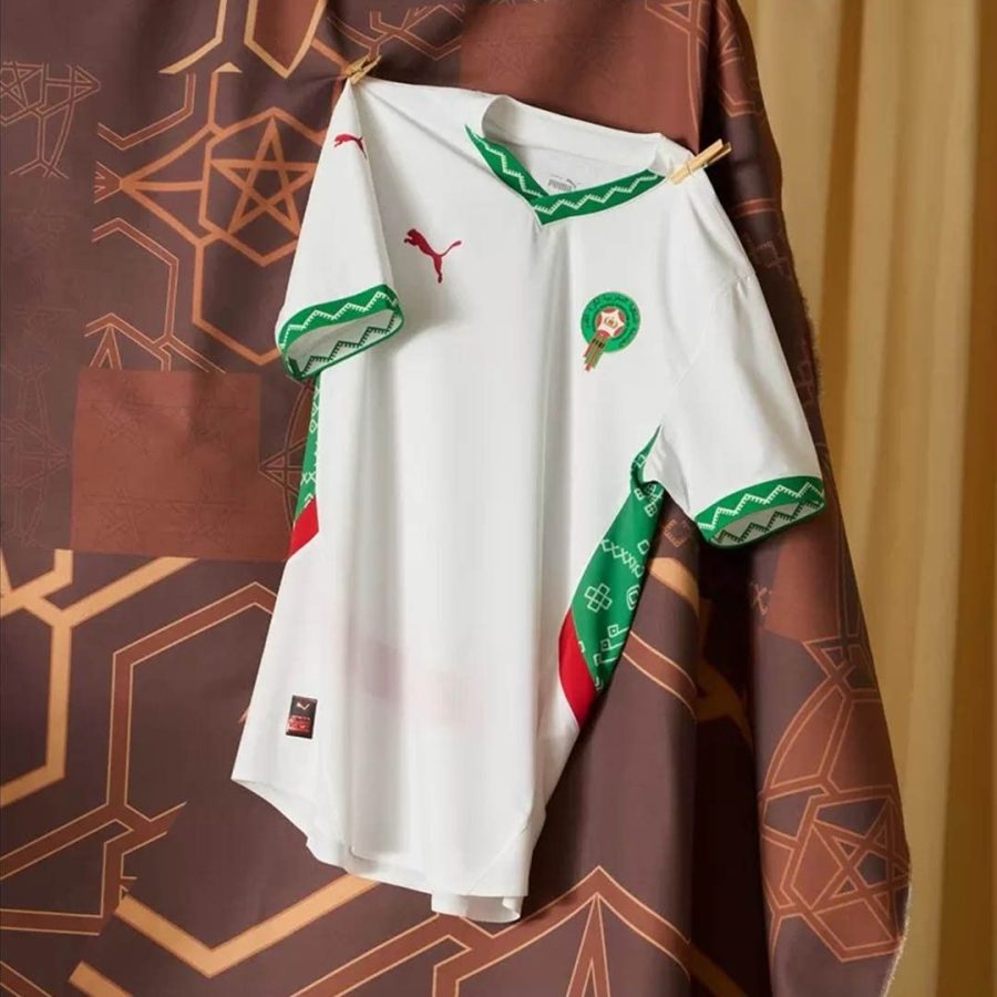 maillot-exterieur-equipe-du-maroc-saison-2024-2025-rouge-et-vert camisola alternativa equipa de Marrocos temporada 2024 2025 vermelha e verde
