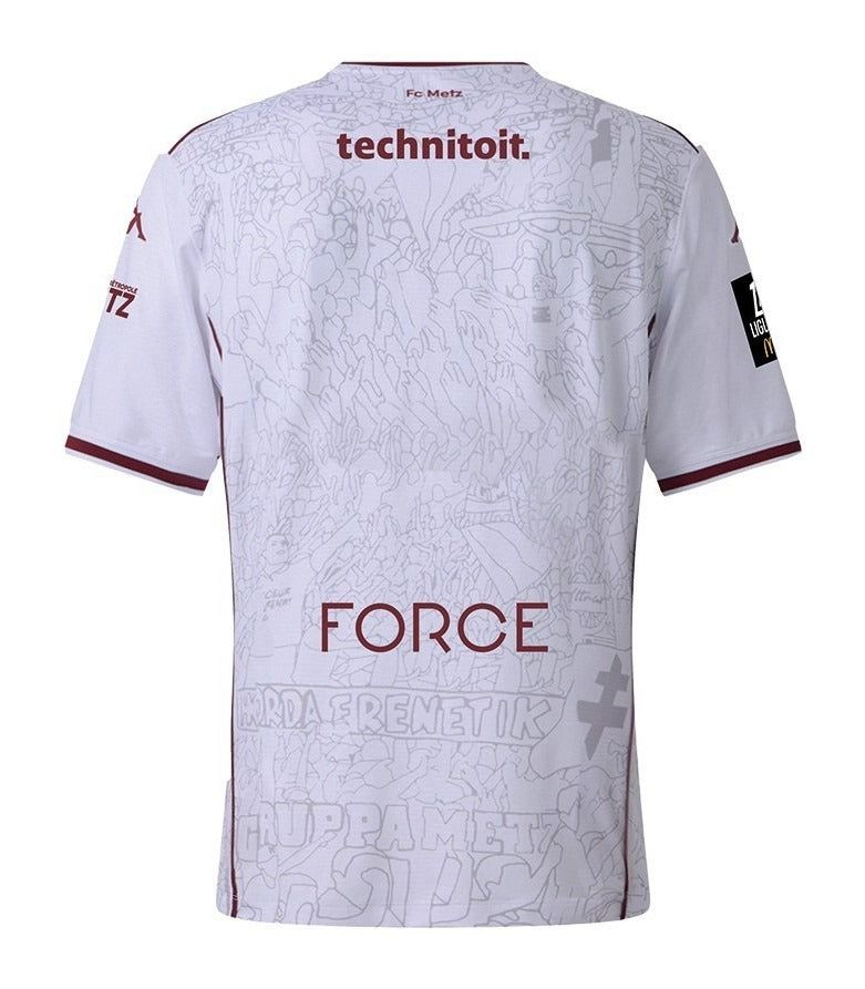 maillot-exterieur-fc-metz-saison-2025-2026-tenue-officielle-supporter-grenat Camisola alternativa FC Metz temporada 2025 2026 equipamento oficial adepto grená
