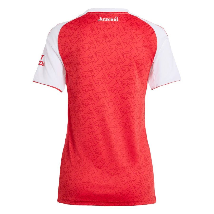 maillot-femme-arsenal-domicile-saison-2025-2026-rouge-et-blanc camisola mulher Arsenal principal época 2025 2026 vermelha e branca