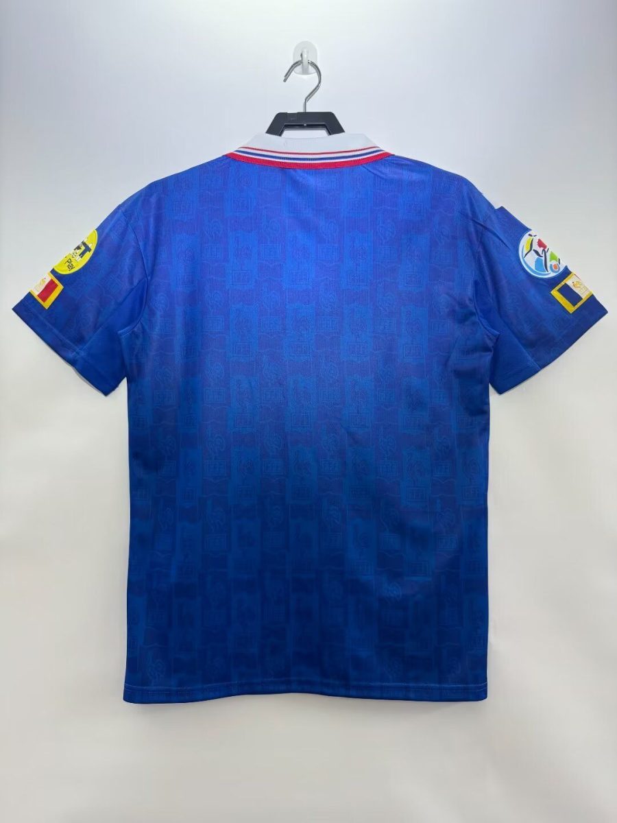Camisola vintage azul dos Bleus versão principal com emblema