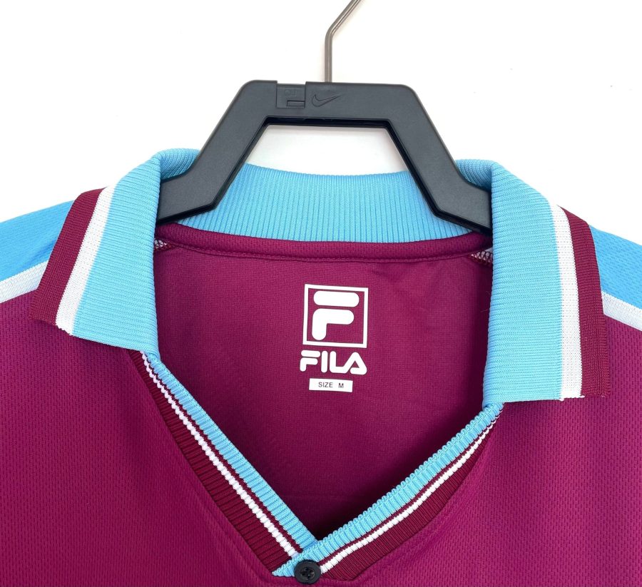 camisola West Ham United retro bordéus e azul
