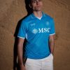 Equipamento de futebol Napoli principal camisola azul celeste para adeptos