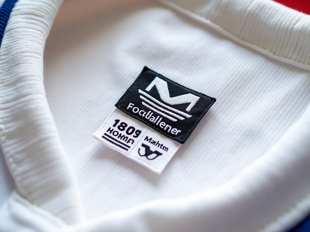 Etiquette intérieure et flocage d'un maillot OM vintage Adidas des années 90