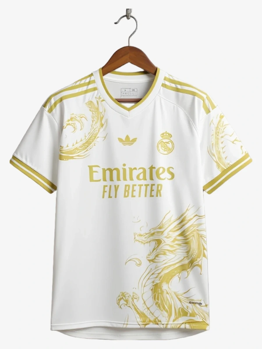 maillot-concept-real-madrid-special-edition-dragon-or-2024-2025 studio v12 Camisola Concept Real Madrid Edição Especial Dragão Dourado 2024-2025