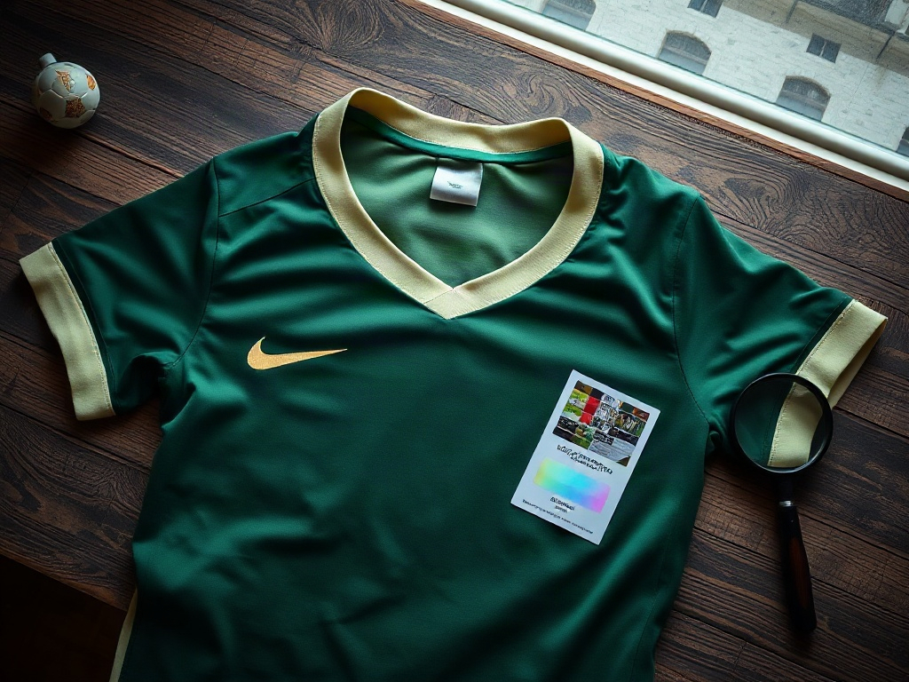 Etiqueta interior e holograma de autenticidade de uma camisola de futebol original